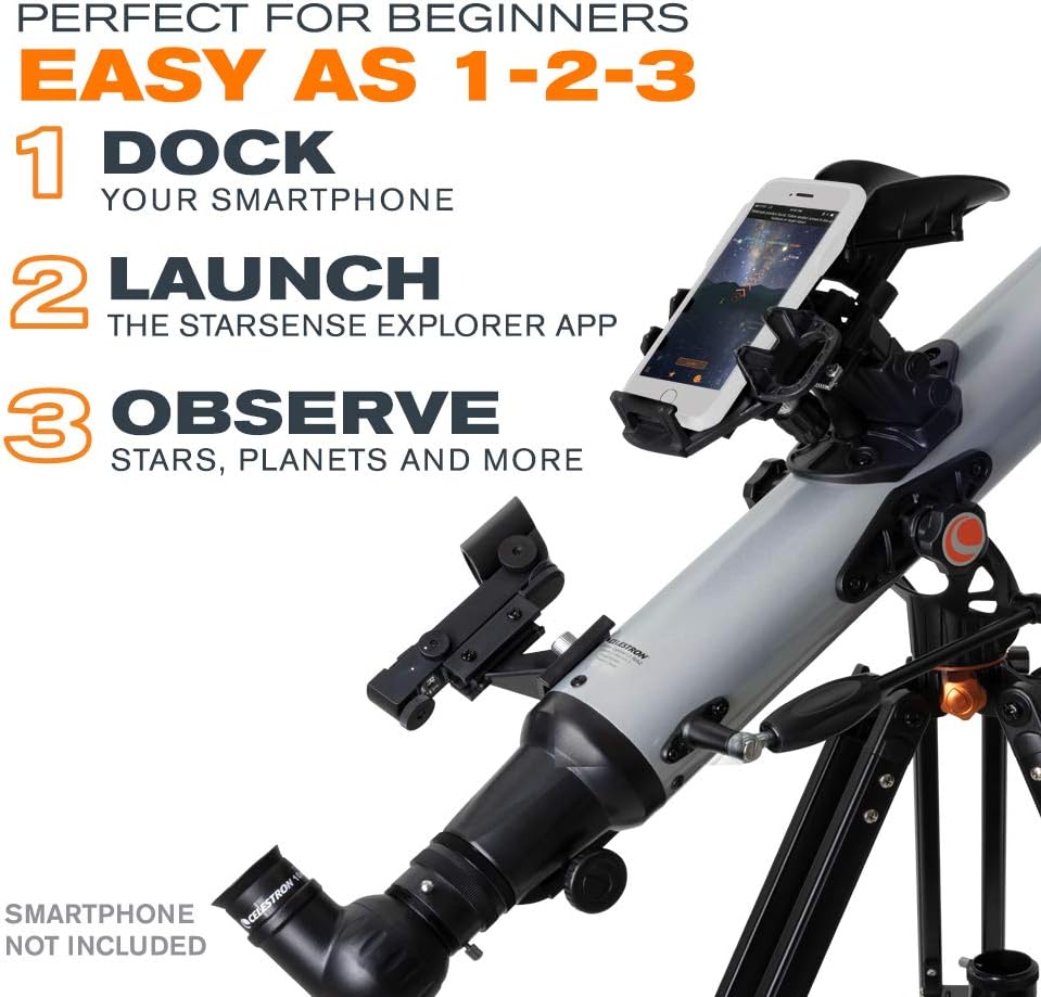 Celestron StarSense Explorer LT 80AZ App-Enabled Telescope – 80mm Refractor with Smartphone Dock & StarSense App – iPhone & Android Compatible – Easy-to-Use for Beginners