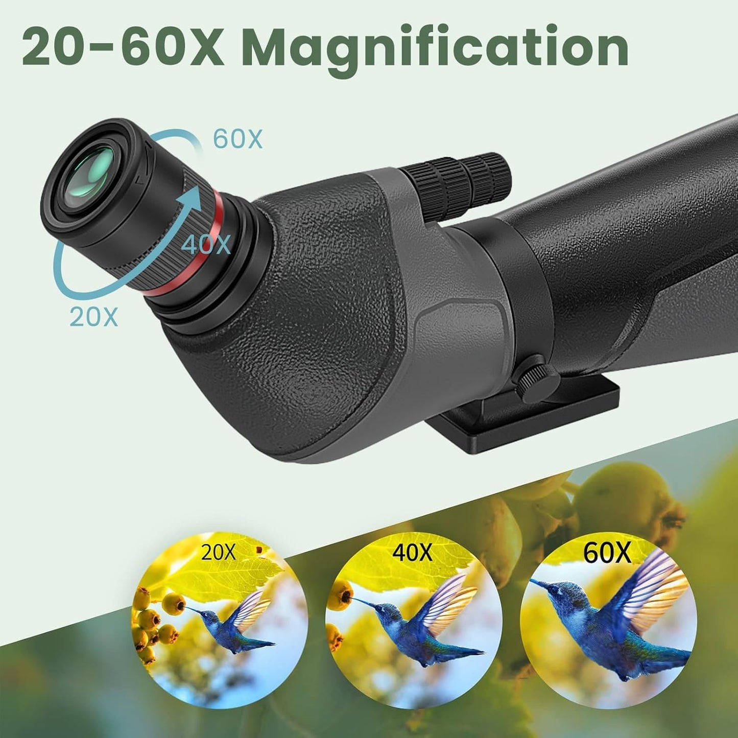 Gosky 20-60x80 Spotting Scope with Phone Adapter, Dual Focusing Waterproof Spotting Scopes for Target Shooting Bird Watching Hunting Wildlife Safari Viewing, BAK4 FMC Spotter Scope with Carrying Case
