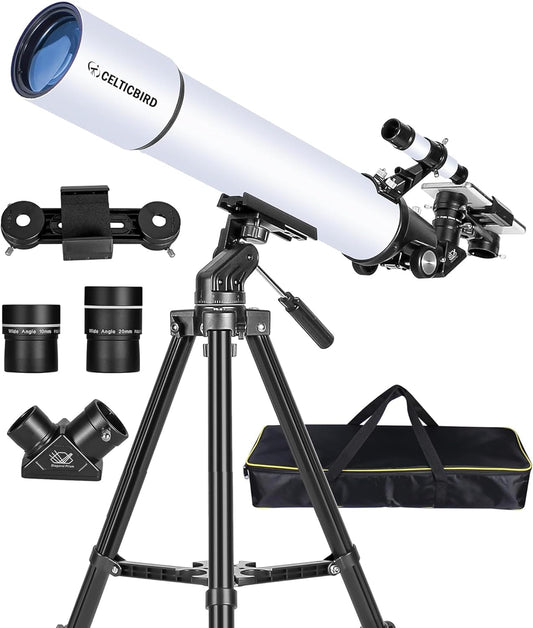 Telescope for Adults High Powered, 80mm Aperture 600mm Telescopes for Adults Astronomy, Travel Telescopio for Beginners with AZ Mount, Backpack, Phone Adapter, Moon Filter