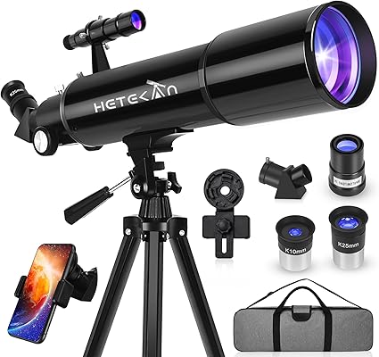 Telescope, Telescopes for Adults Astronomy, 80mm Aperture High Powered Refractor Telescope for Kids & Beginners, Magnification 180X, for Moon Observation with Phone Adapter & Carrying Bag