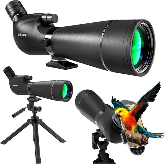 Gosky 20-60x80 Spotting Scope with Phone Adapter, Dual Focusing Waterproof Spotting Scopes for Target Shooting Bird Watching Hunting Wildlife Safari Viewing, BAK4 FMC Spotter Scope with Carrying Case