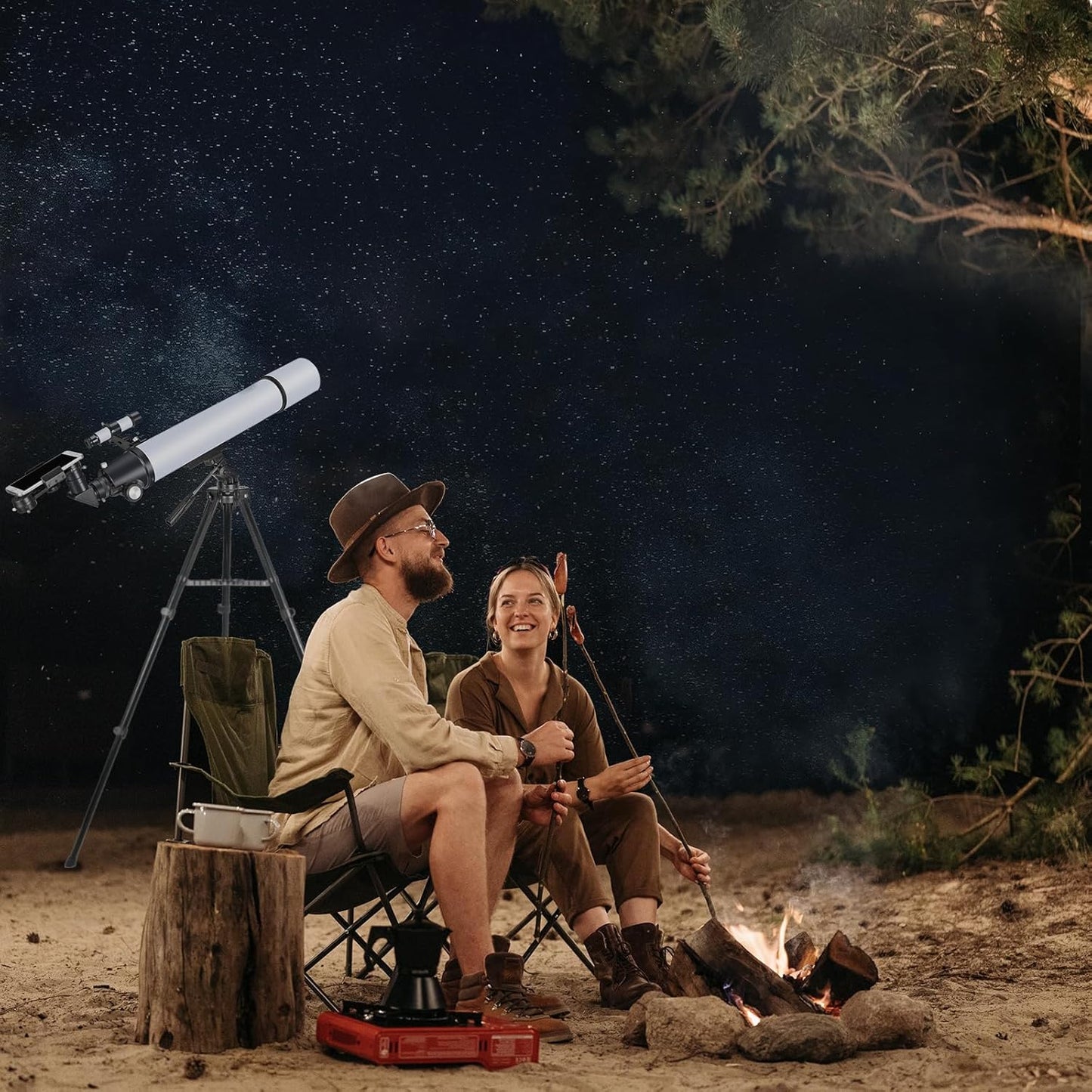 Telescope for Adults High Powered, 80mm Aperture 600mm Telescopes for Adults Astronomy, Travel Telescopio for Beginners with AZ Mount, Backpack, Phone Adapter, Moon Filter