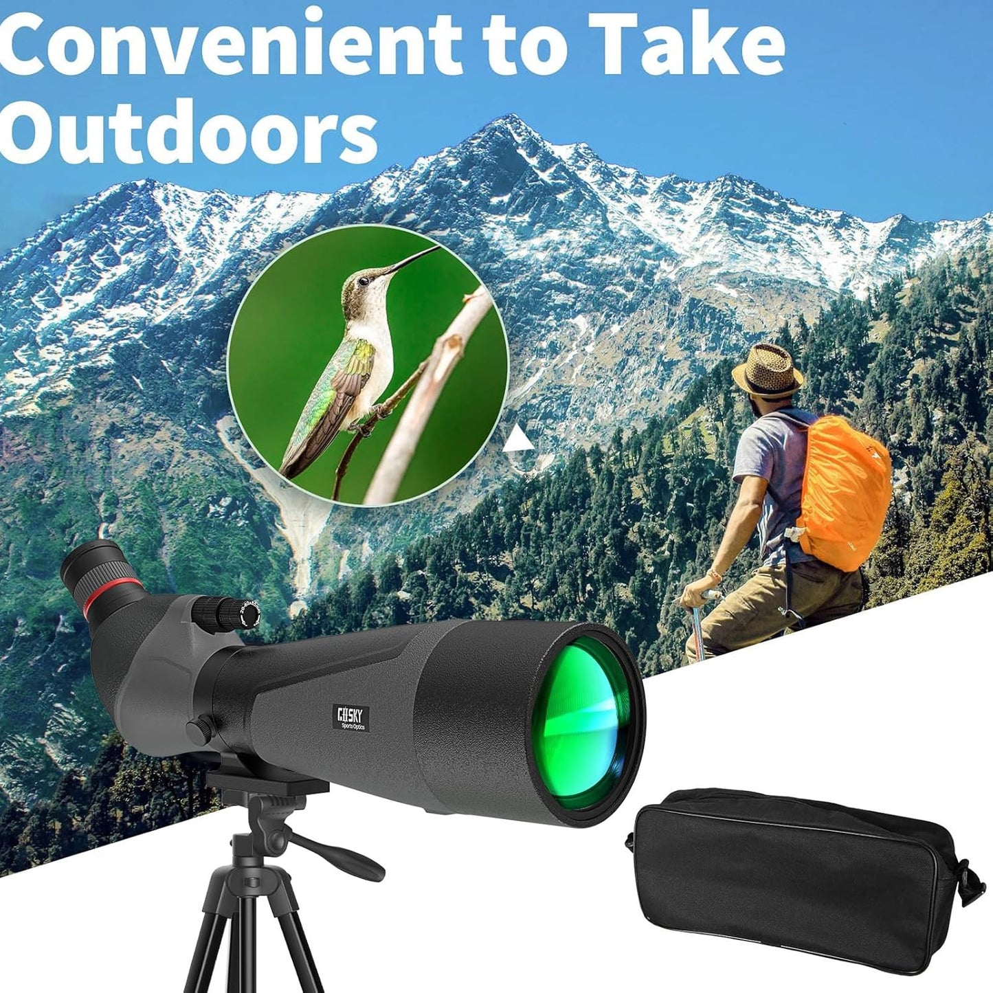 Gosky 20-60x80 Spotting Scope with Phone Adapter, Dual Focusing Waterproof Spotting Scopes for Target Shooting Bird Watching Hunting Wildlife Safari Viewing, BAK4 FMC Spotter Scope with Carrying Case